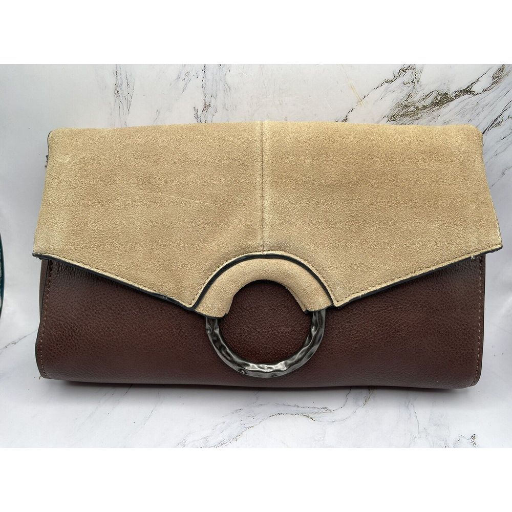 Simply Noelle Crossbody Purse Brown & Tan Leather 6.5" x 10"‎ NEW